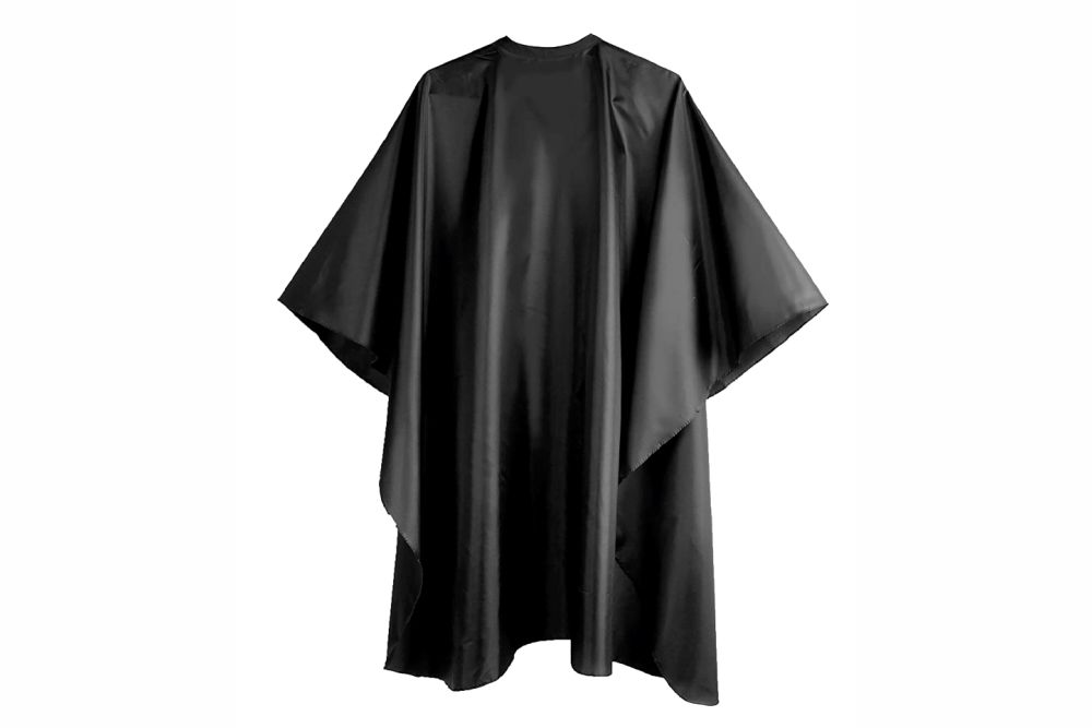 Capa preta de corte para cabeleireiro em material impermeável