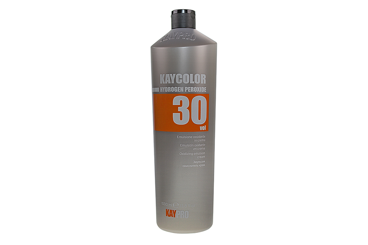 Frasco cinza de plástico Kaycolor com rótulo laranja e número 30