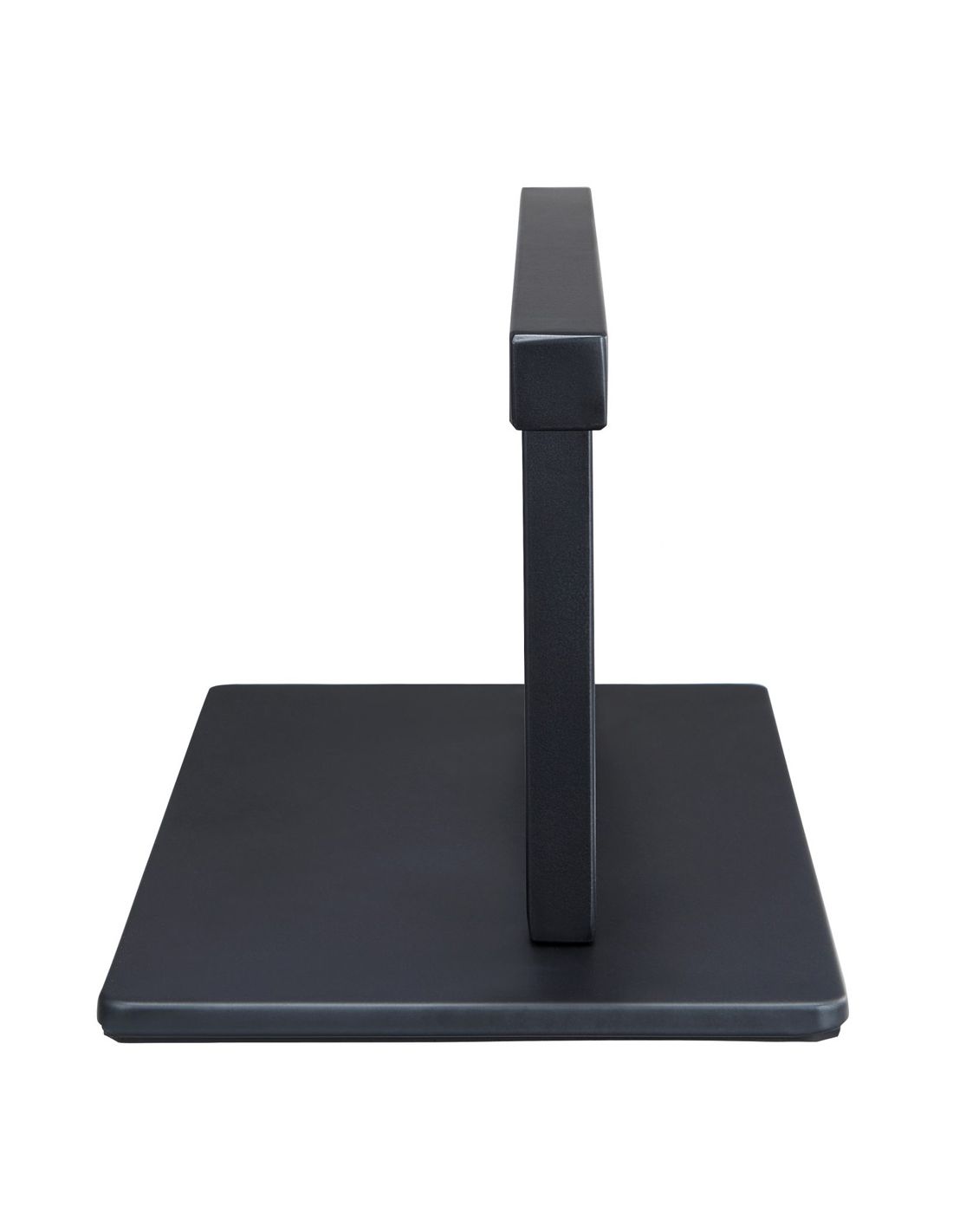 Base e suporte metálico preto com acabamento mate