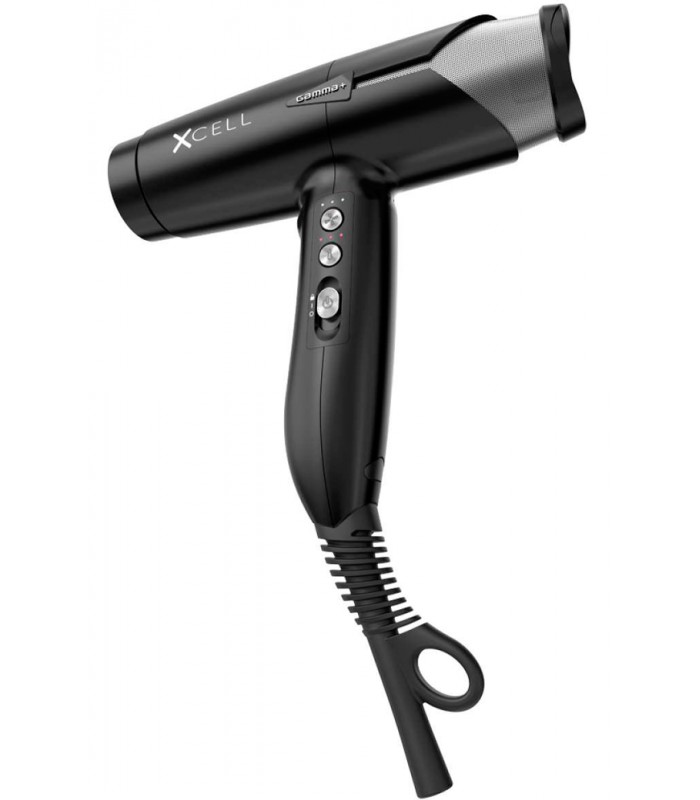Secador de cabelo preto e cinza XCELL com cabo e botões