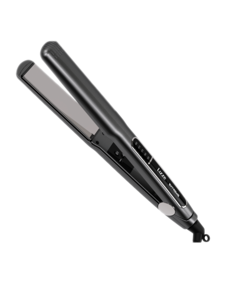 Alisador de cabelo elétrico preto com prato metálico