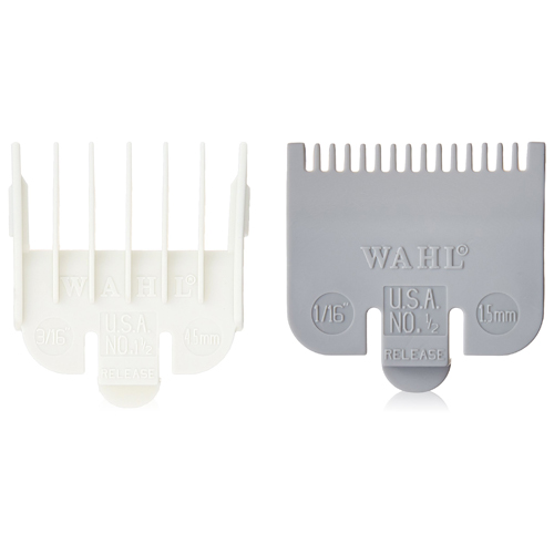 Dois pentes de corte para máquina de aparar cabelo WAHL branco e cinza