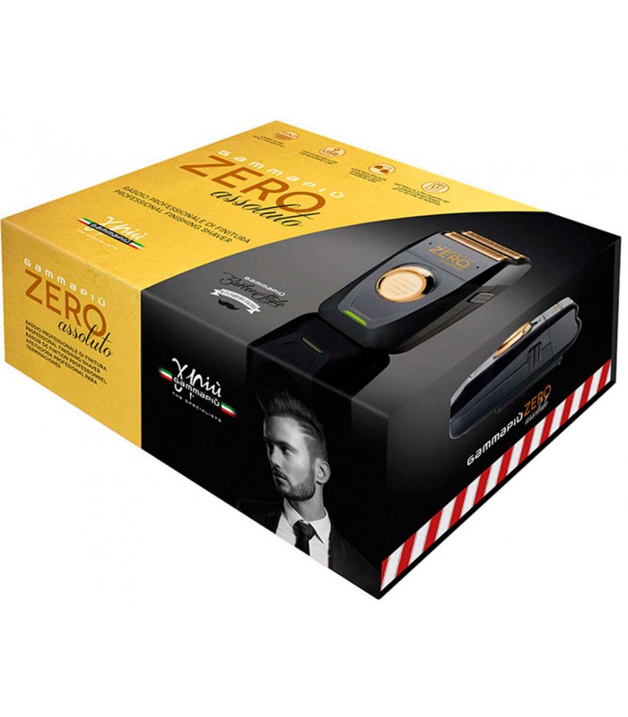 Caixa preta e amarela com máquina de barbear elétrica Xniu e imagem de homem com barba aparada