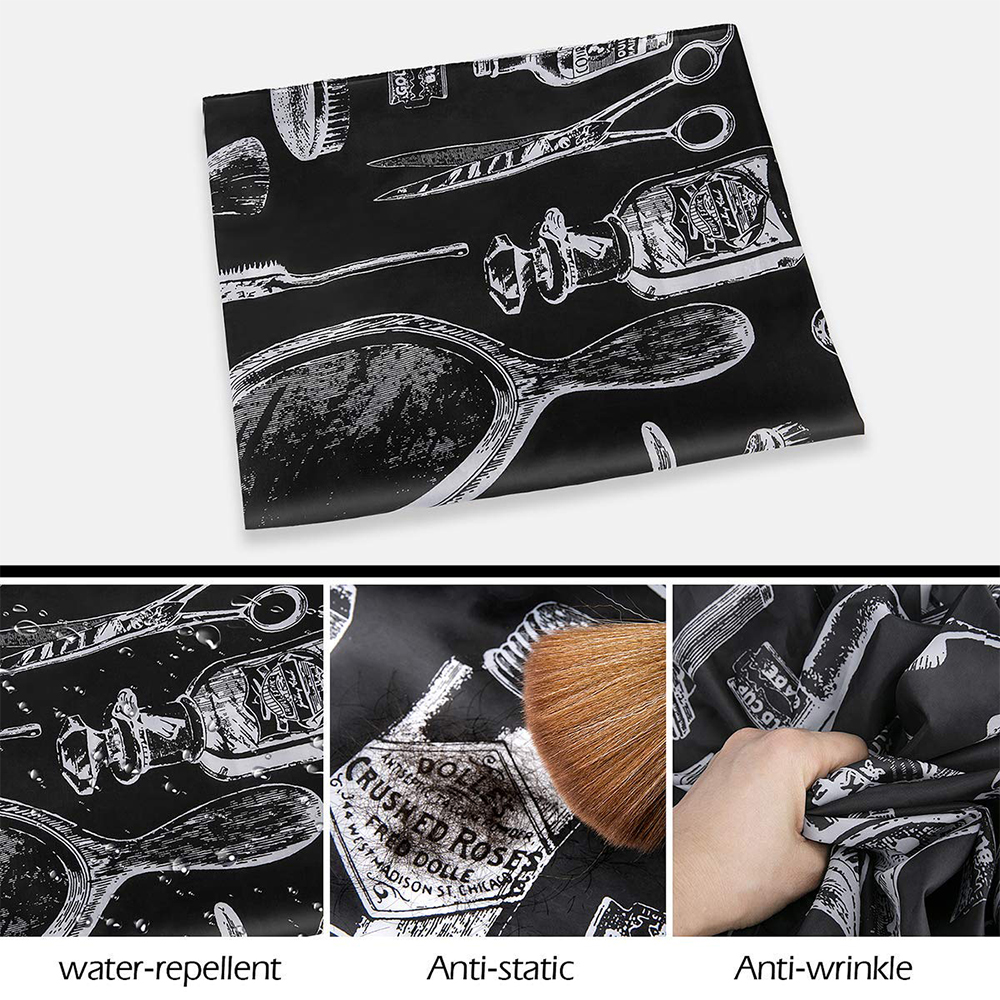 pano preto com desenhos brancos de objetos de beleza