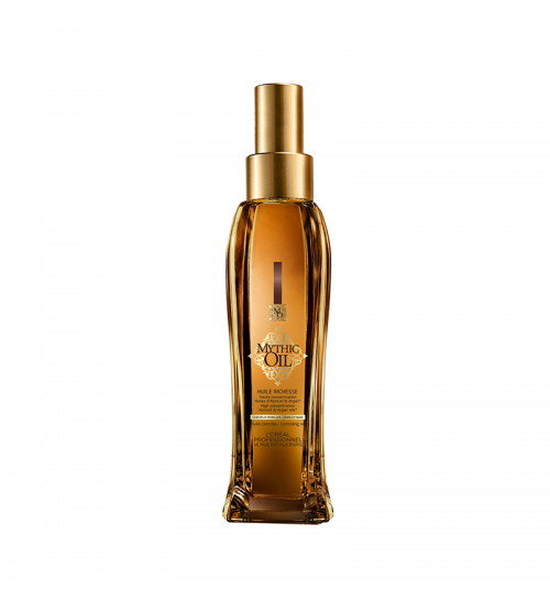 Frasco de óleo Mythic Oil com pulverizador dourado