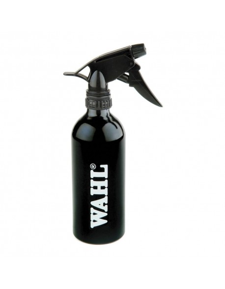 Frasco pulverizador preto com texto WAHL branco