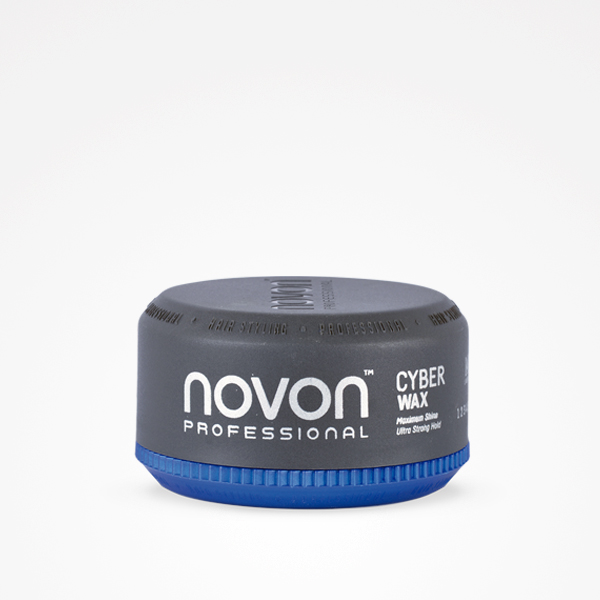 Pote de cera capilar Novon Professional Cyber Wax com tampa cinza e base azul