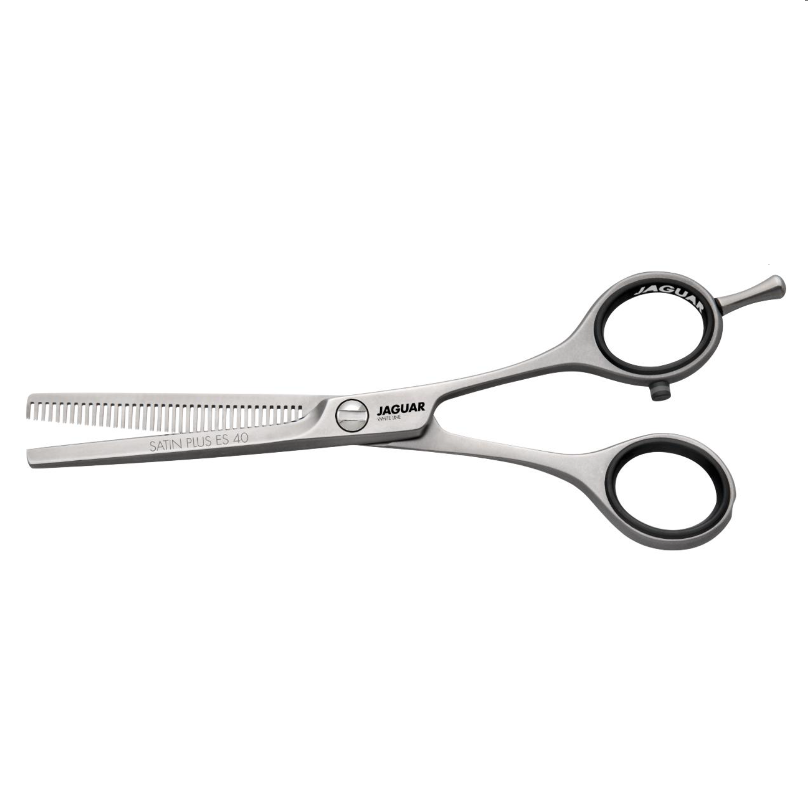 Tesoura desbastadora prateada açúcar para cabelo com cabo acetinado