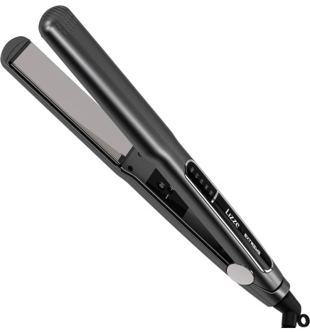 Prancha alisadora de cabelo preta com visor digital