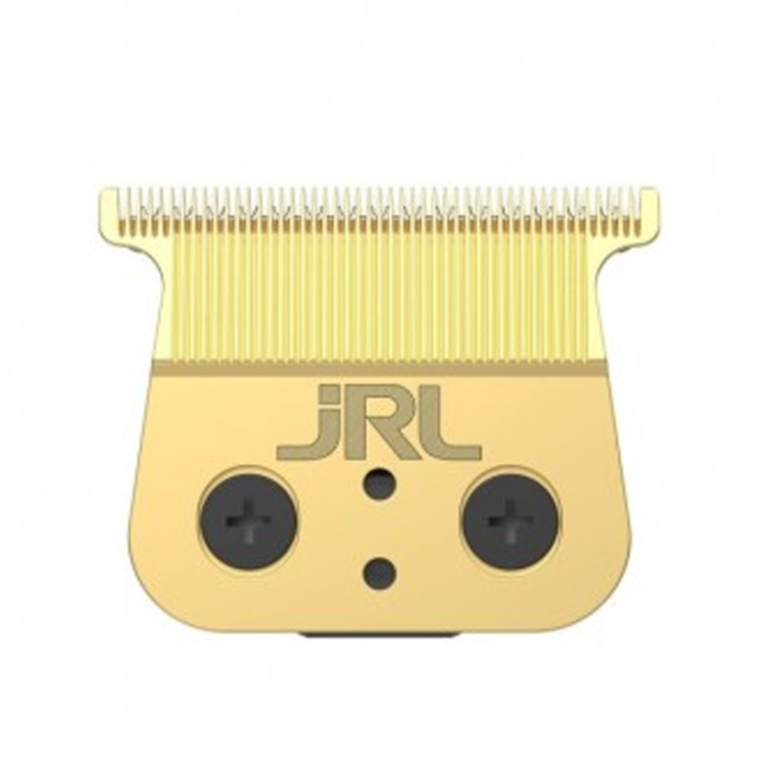 Cabeça de corte dourada para máquina de cortar cabelo com o logotipo JRL
