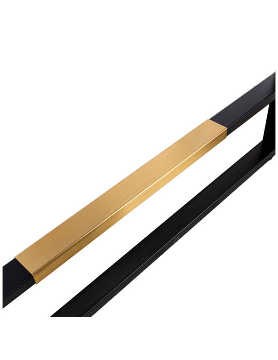 Barra metálica preta com seção central dourada