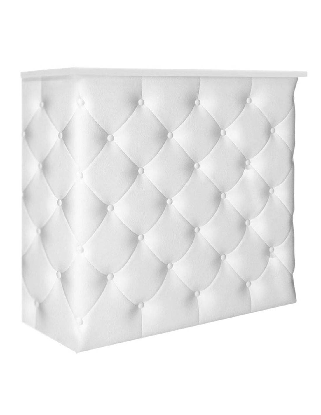 Painel acolchoado branco com botões em padrão losango