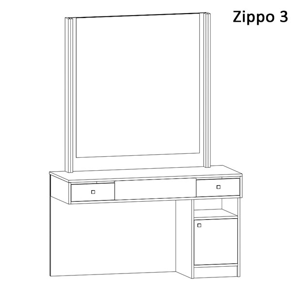 Móvel de casa de banho ZIPPO 3 branco com espelho e gavetas.