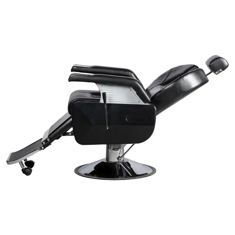 Cadeira de barbeiro reclinável preta e ajustável