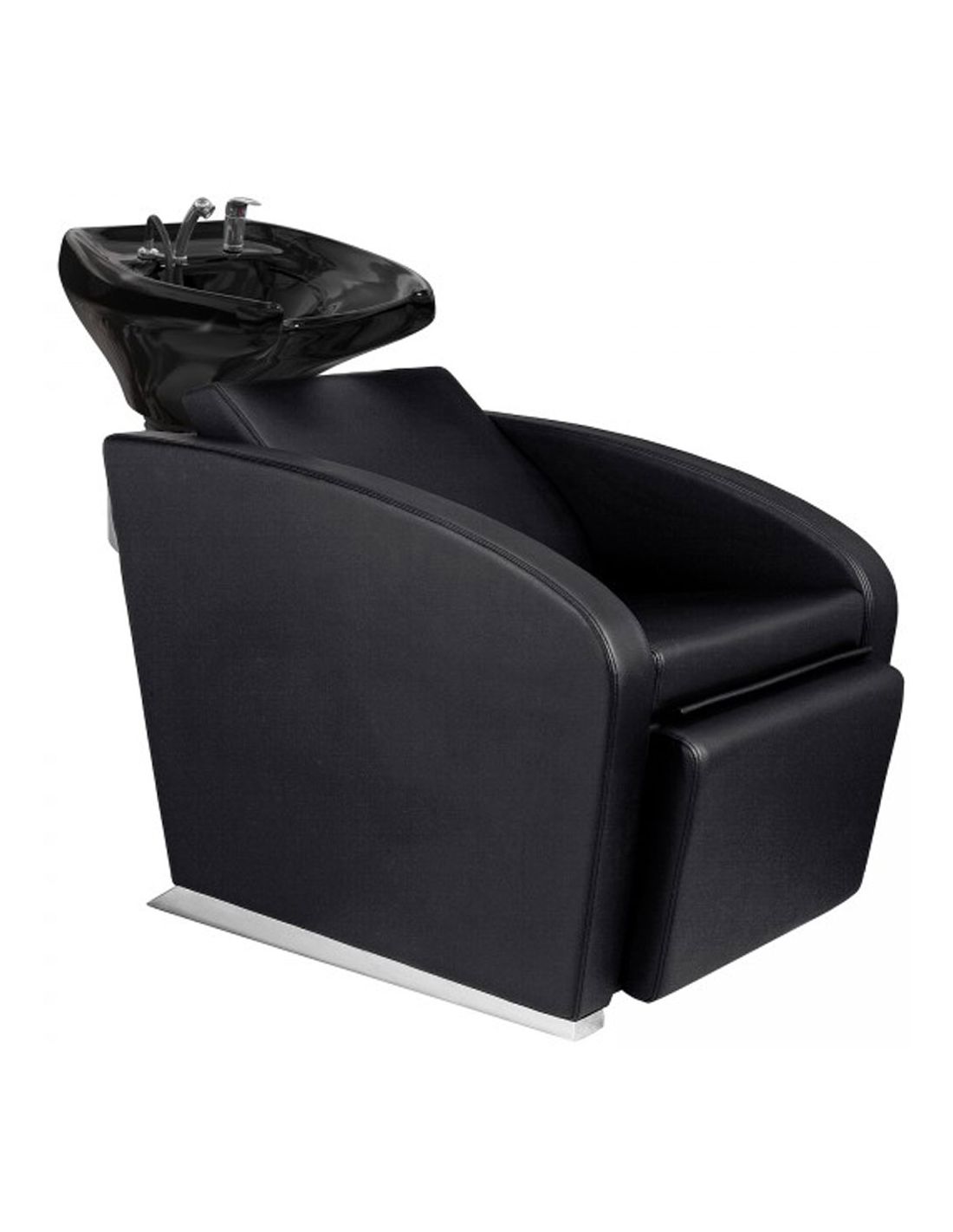 Cadeira de lavação para cabeleireiro preta com lavatório cerâmico
