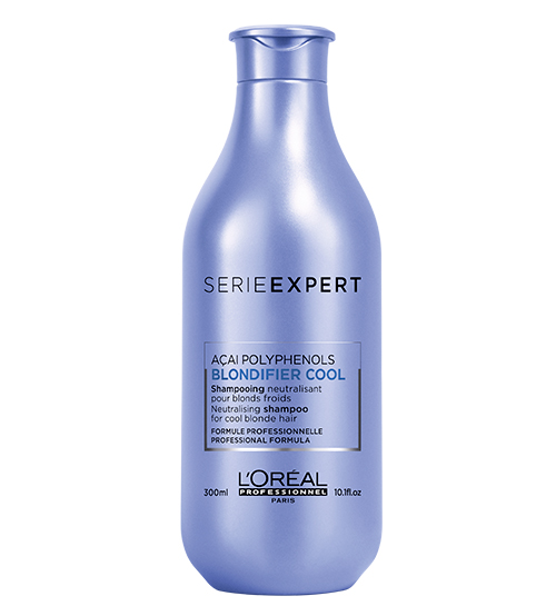 Frasco azul metalizado de shampoo L'Oréal Professionnel Série Expert