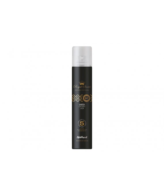 Spray de cabelo Lacca Extra Fixa Royal Secret preto com tampa transparente