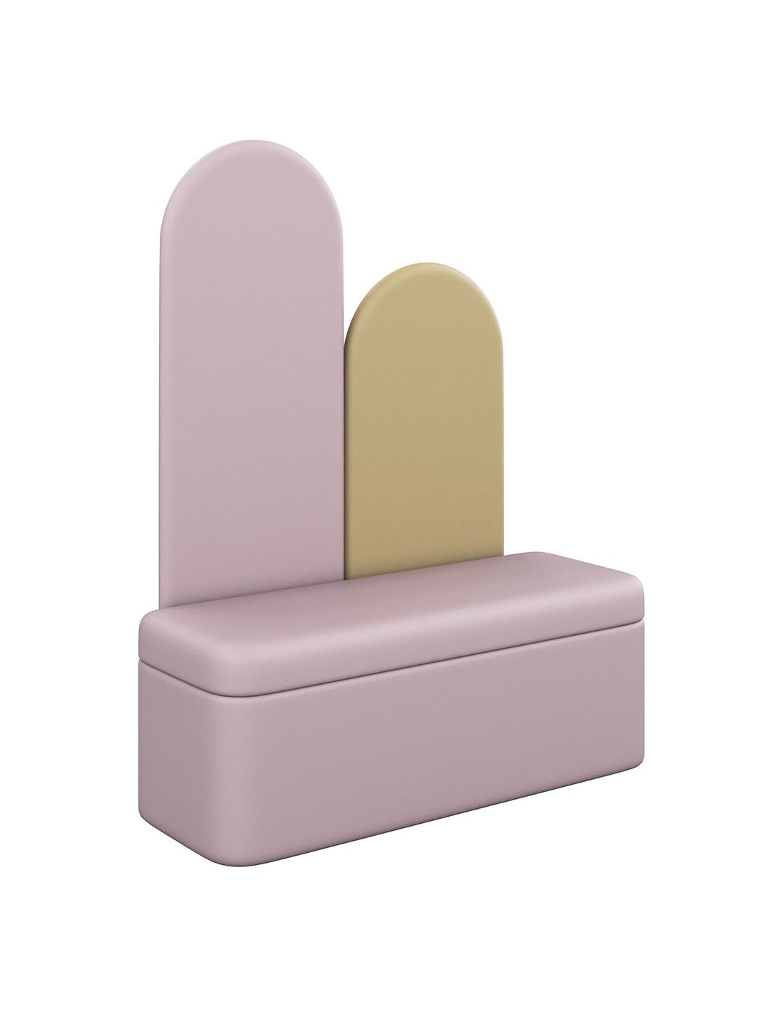 Banco estofado com encosto alto lavanda e bege