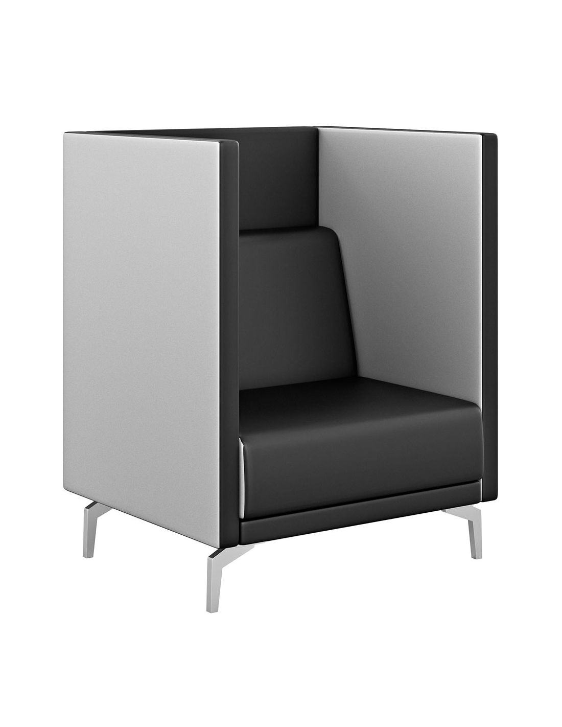 Poltrona de escritório cinzento claro e preto com pernas metálicas