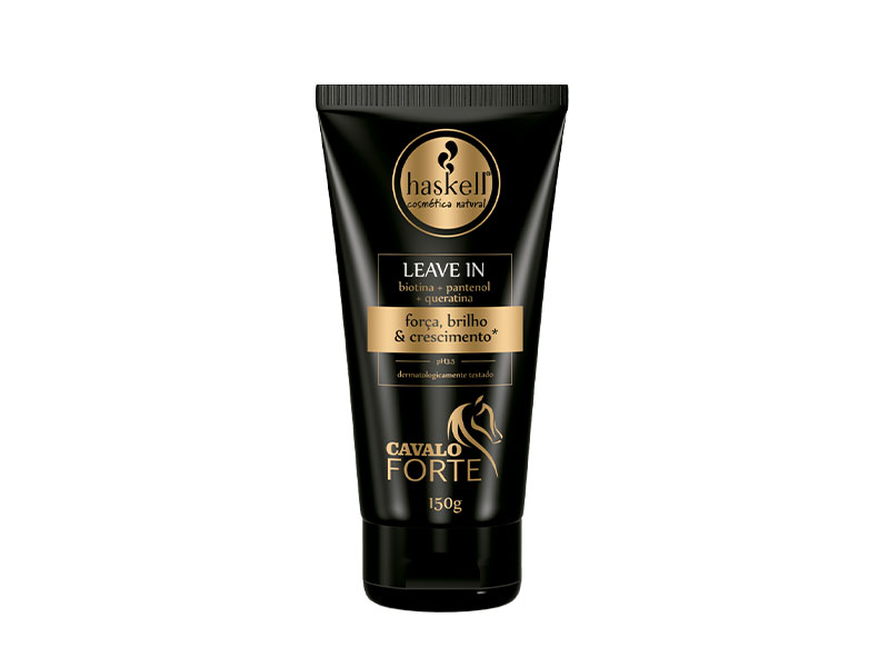 Creme leave-in Haskell Cavalo Forte em embalagem preta com texto dourado