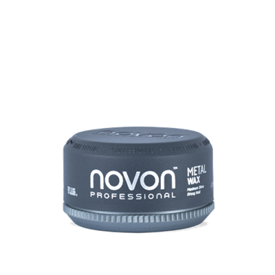 Recipiente de cera Novon Metal Wax gris y negro para fijação profesional