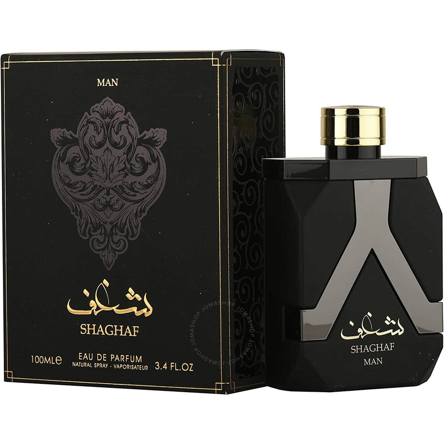 Frasco de perfume masculino SHAGHAF MAN preto com caixa preta