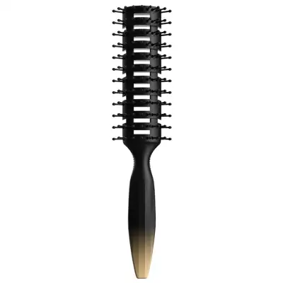 Escova de cabelo preta com cerdas espaçadas e cabo ergonómico