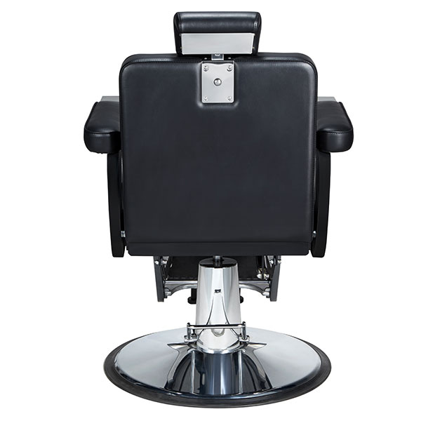 Cadeira de barbeiro preta com base metálica