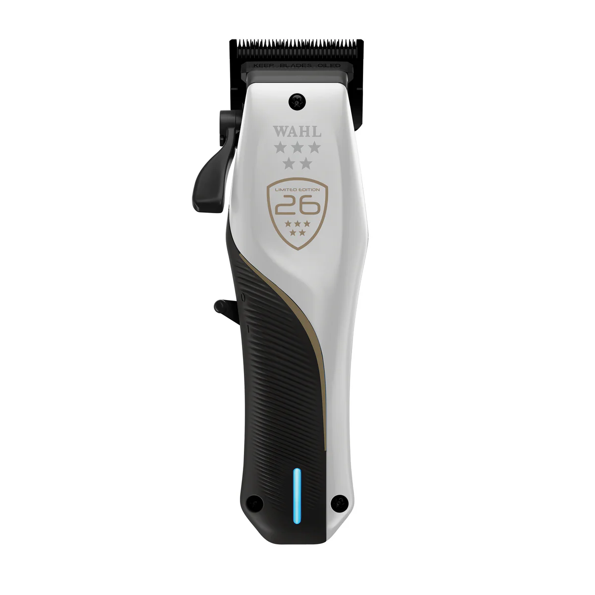 Máquina de cortar cabelo Wahl edição limitada 26 em branco e preto