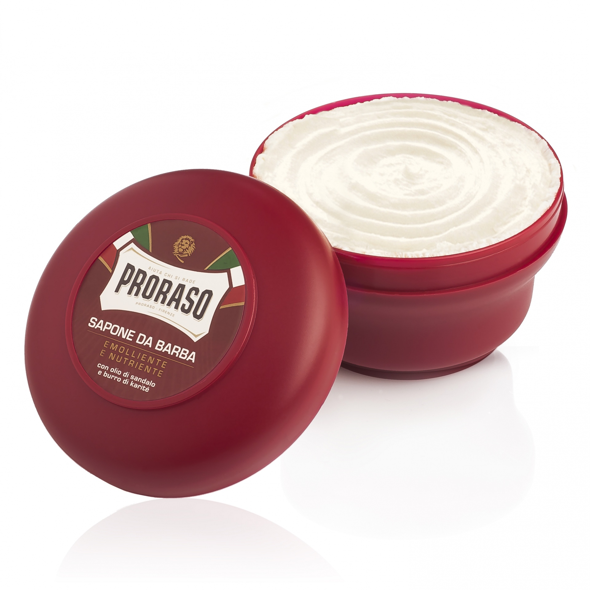 Creme de barbear Proraso vermelho com espuma branca
