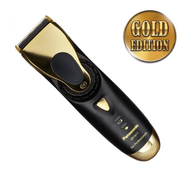 Máquina de cortar cabelo Panasonic preto e dourado com selo Gold Edition