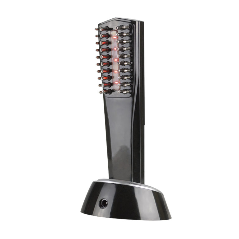 Escova elétrica de cabelo preta com base de carregamento