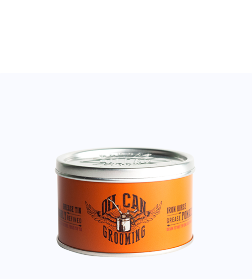 Lata de cera para cabelo On Can Grooming com corpo laranja e tampa prateada