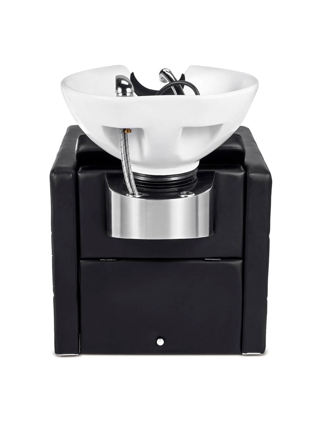 Cadeira profissional para lavagem de cabelos com cuba branca e base preta