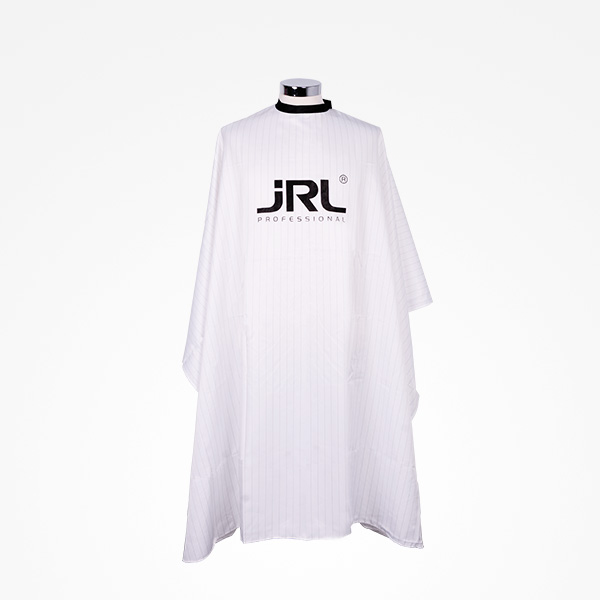 Capa de corte branca com padrão risca de giz e texto preto JRL PROFESSIONAL no centro