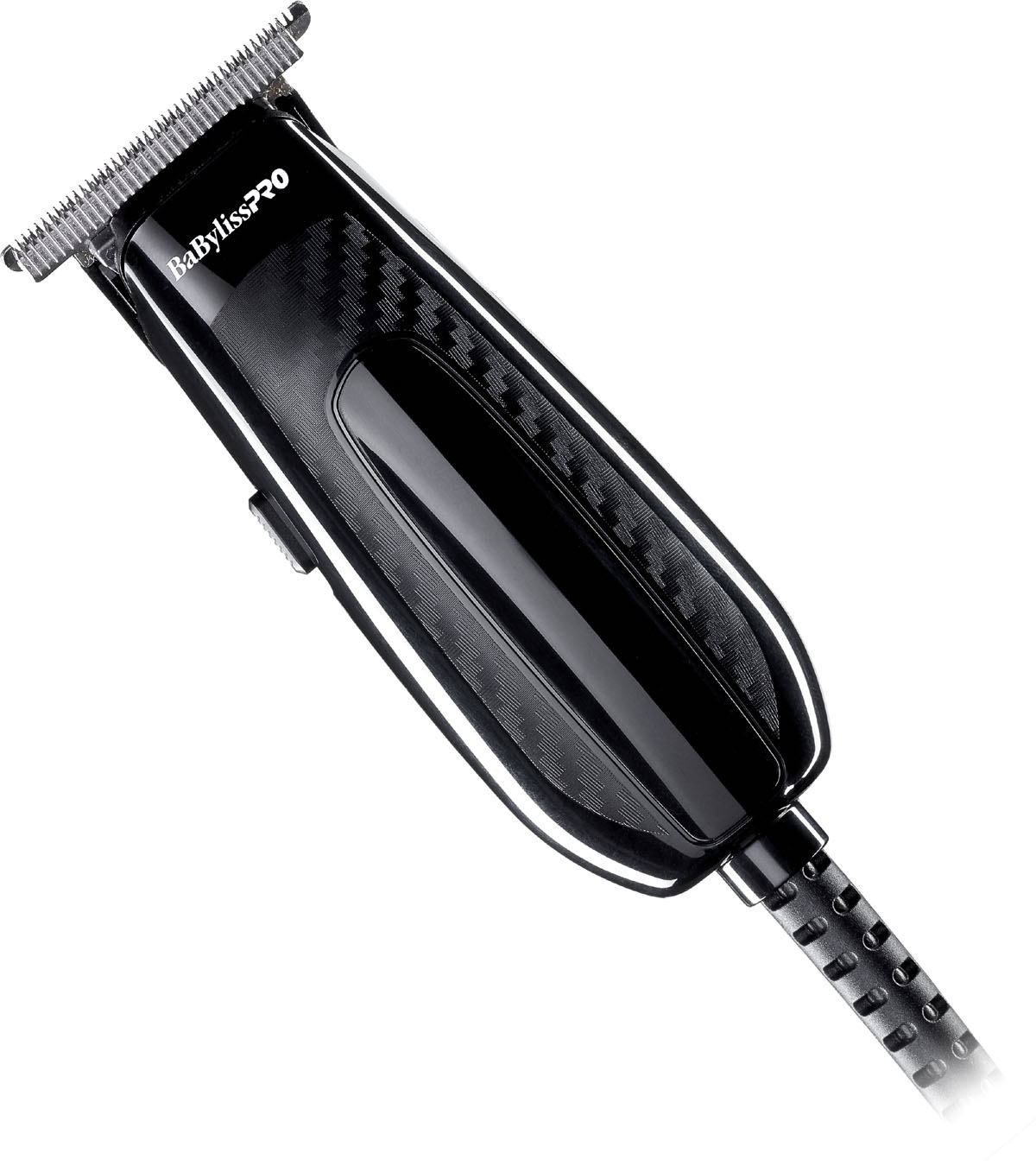 Máquina de cortar cabelo BaBylissPRO preta com lâmina metálica e cabo preto texturizado