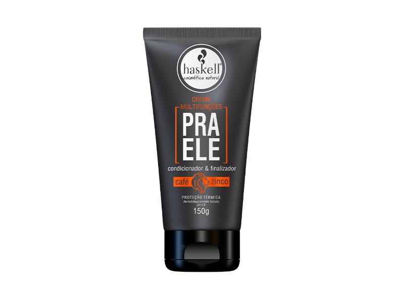 frasco preto de condicionador e finalizador pra ele da Haskell