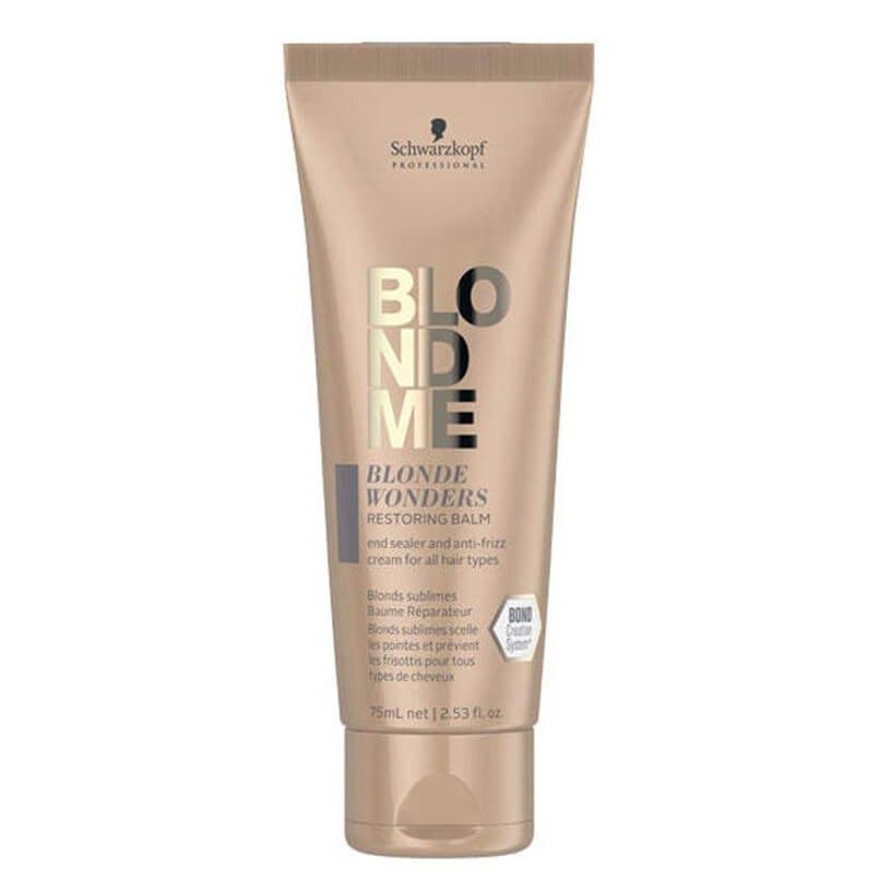 Frasco bege de Schwarzkopf Blondme Blonde Wonders Restoring Balm