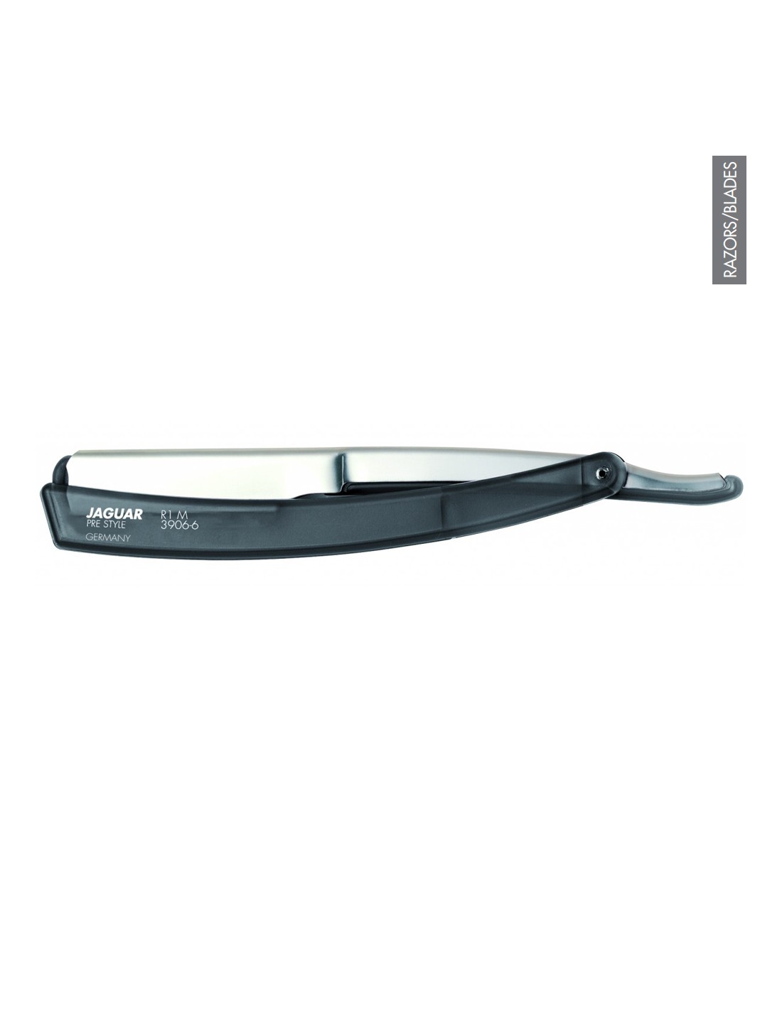 Navalha de barbear com lâmina de aço e cabo preto