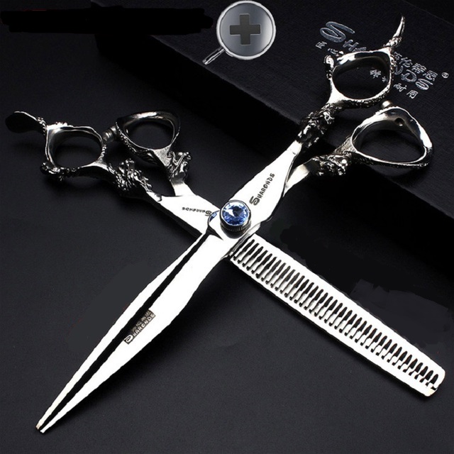 Conjunto de tesouras profissionais decorativas para cabelo em aço inoxidável