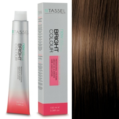 Tinta para cabelo TASSEL New Bright Colour 100 ml com amostra de cabelo castanho escuro