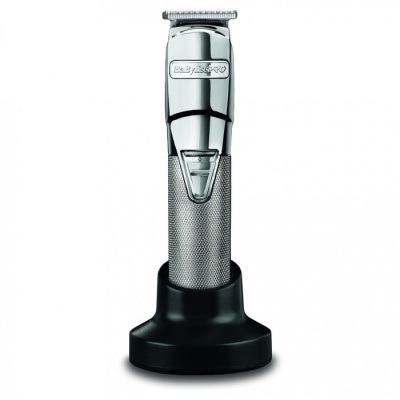 Aparelho de barbear elétrico prateado BaBylissPRO em base preta