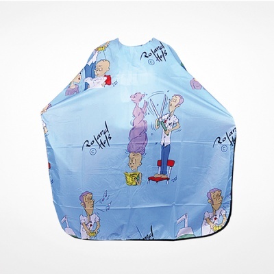 Capa de corte de cabelo azul claro com ilustrações e texto Roland © Hols