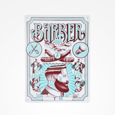 Placa metálica decorativa vintage para barbearia