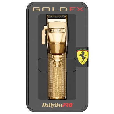 Máquina de cortar cabelo dourada BaBylissPRO GOLD FX na caixa preta