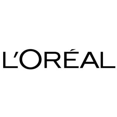 Logótipo preto da marca L'ORÉAL em fundo branco