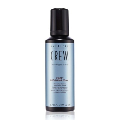 Frasco azul claro de espuma American Crew com tampa preta