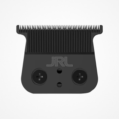 Lâmina preta para máquina de cortar cabelo com parafusos e inscrição JRL