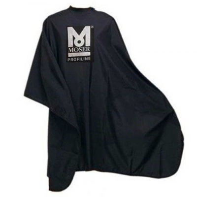 Capa preta para cabelo com logotipo MOSER PROFILINE em branco