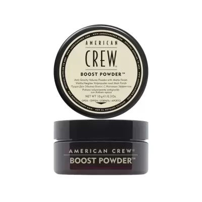 Pote de American Crew Boost Powder para cabelo com tampa e texto identificativo